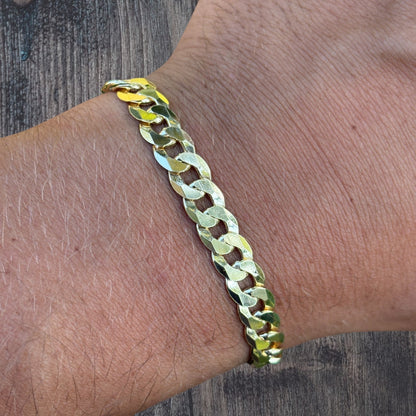925 Sterling Silver 8mm Flat Curb Bracelet