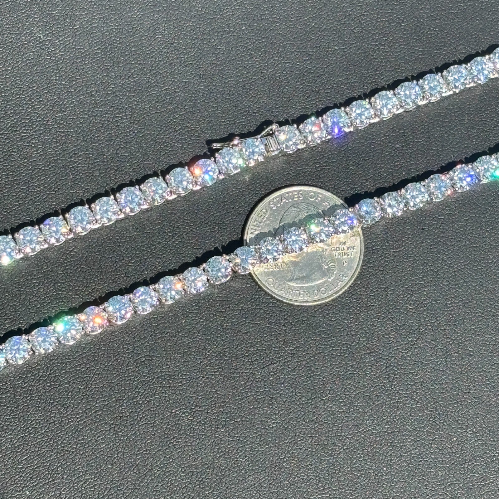 925 Sterling Silver 5mm Tennis Chain Necklace - CZ Or Moissanite