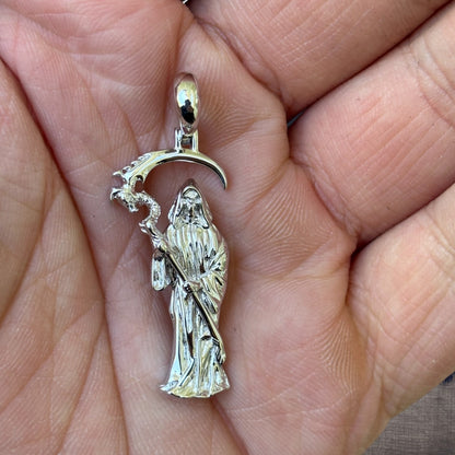 925 Sterling Silver Santa Muerte Grim Reaper Pendant