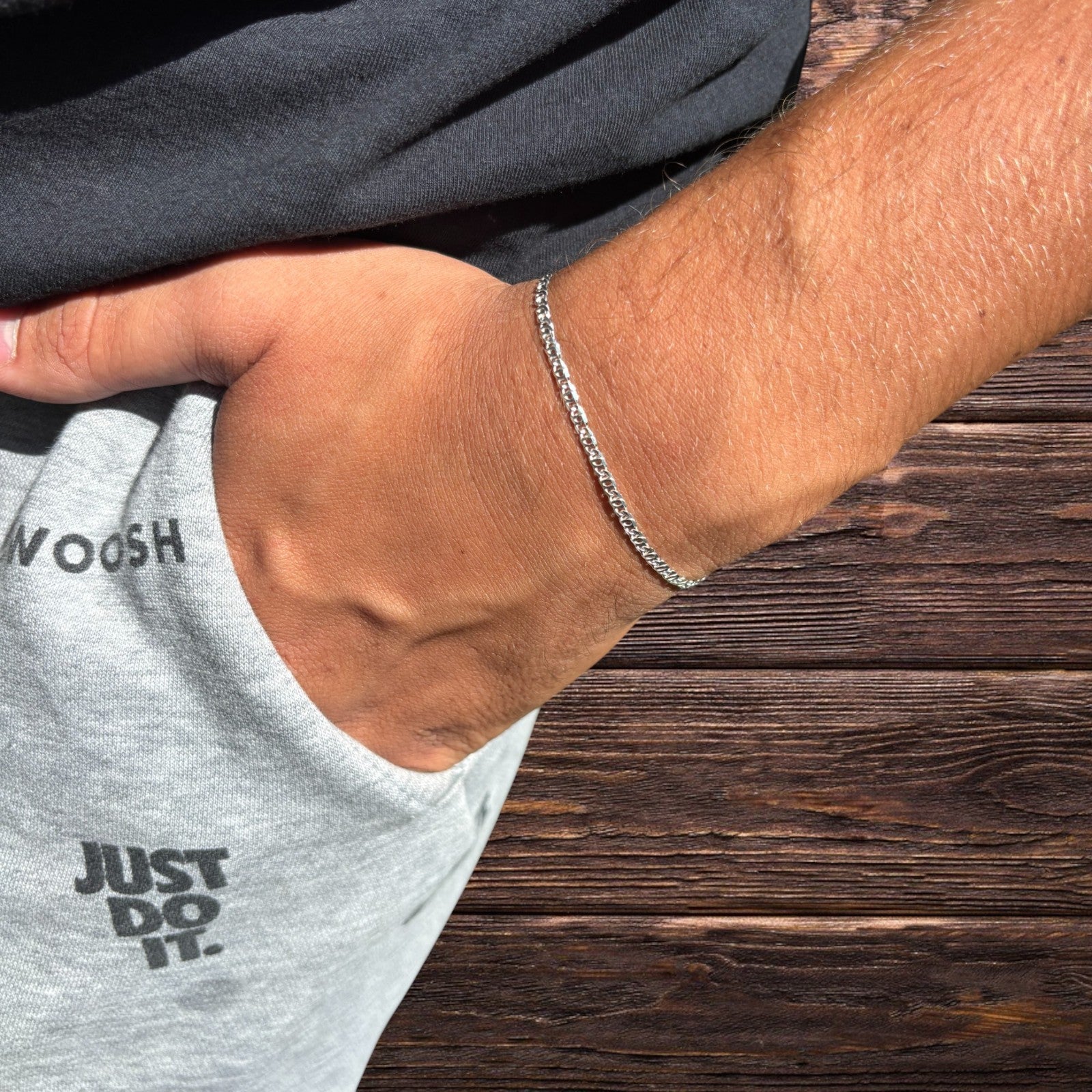 925 Sterling Silver 2.5mm Tiger Eye Bracelet