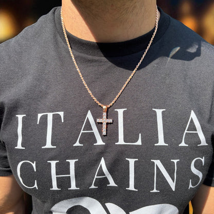 925 Sterling Silver Small Tennis Cross Pendant With Moissanite - Medium