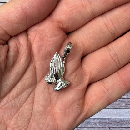 925 Sterling Silver Praying Hands Pendant - Small