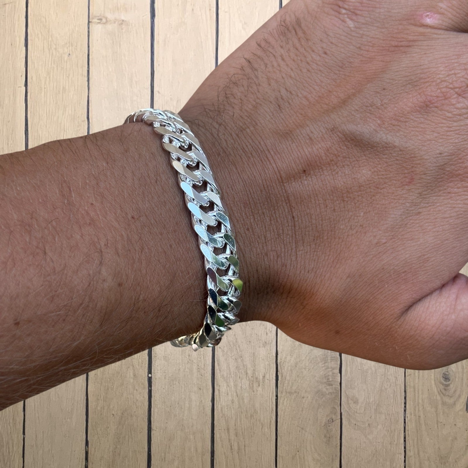 925 Sterling Silver 12mm Double Curb Bracelet