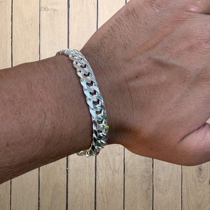 925 Sterling Silver 12mm Double Curb Bracelet
