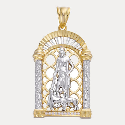 925 Sterling Silver St Lazarus Pendant With Moissanite