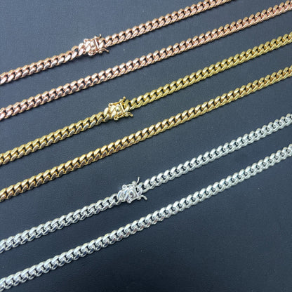 925 Sterling Silver 6mm Miami Cuban W. Box Clasp Chain Necklace