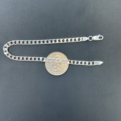 925 Sterling Silver 4mm Square Curb Bracelet