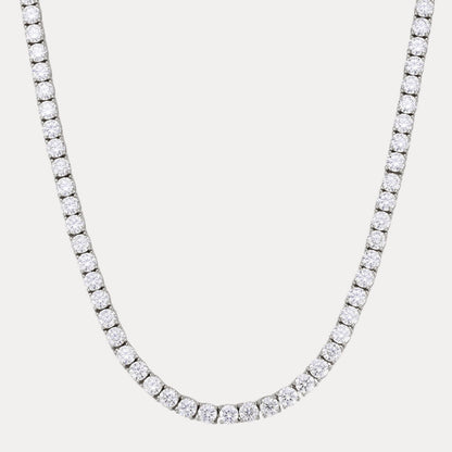 925 Sterling Silver 4mm Tennis Chain Necklace - CZ Or Moissanite