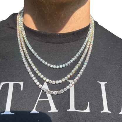 925 Sterling Silver 5mm Tennis Chain Necklace - CZ Or Moissanite