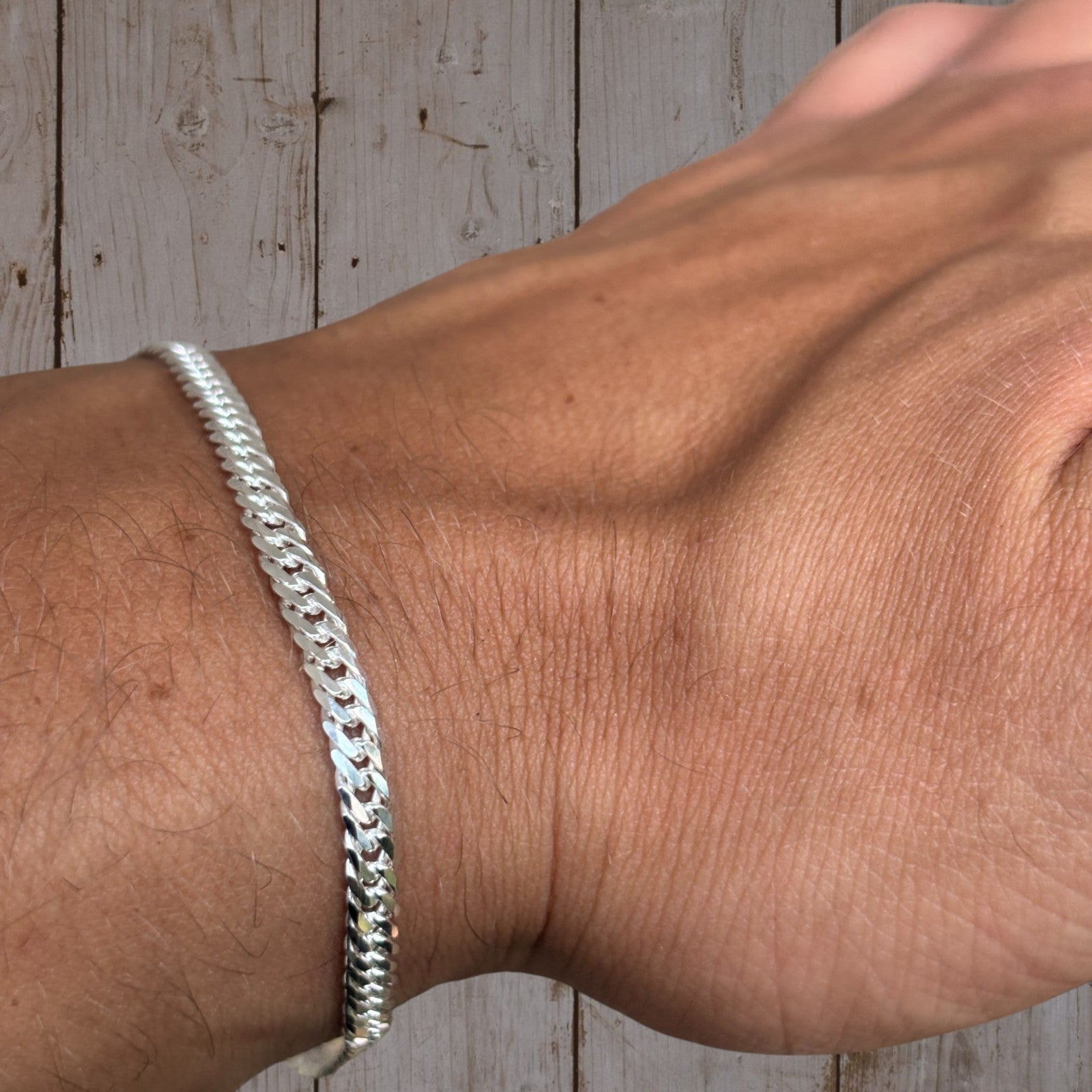 925 Sterling Silver 3.5mm Double Curb Bracelet