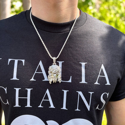 925 Sterling Silver Jesus Pendant With Moissanite - Medium