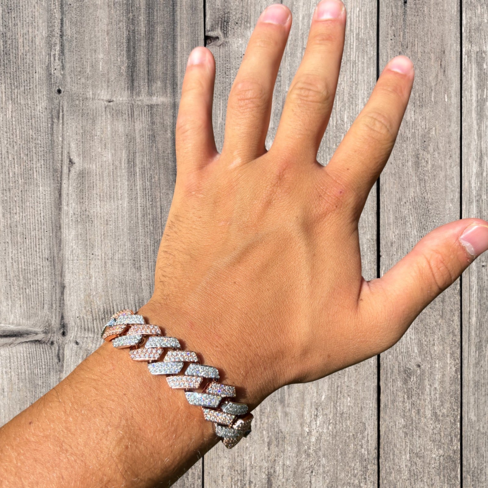 925 Sterling Silver 16mm Moissanite Cuban Prong Bracelet