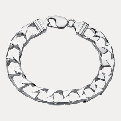 925 Sterling Silver 8mm Square Curb Bracelet