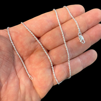 925 Sterling Silver 1.5mm Diamond Cut Rope Chain Necklace