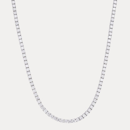 925 Sterling Silver 2mm Tennis Chain Necklace - CZ Or Moissanite