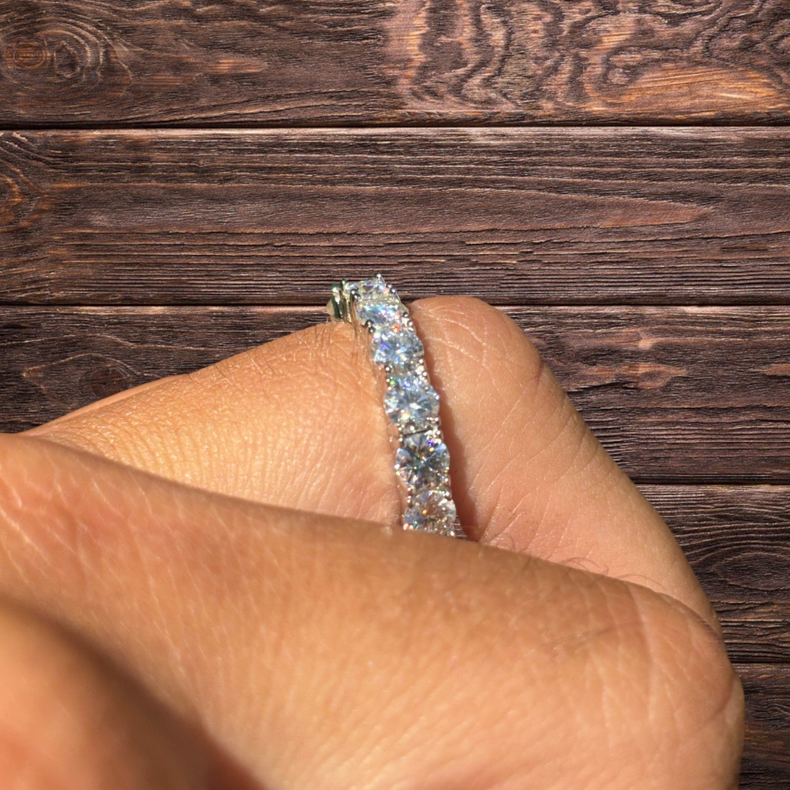 925 Sterling Silver 4mm Moissanite Wedding Band Eternity Ring