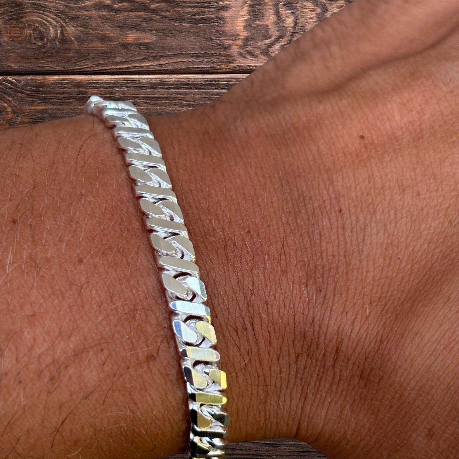 925 Sterling Silver 6mm Dollar Link Bracelet