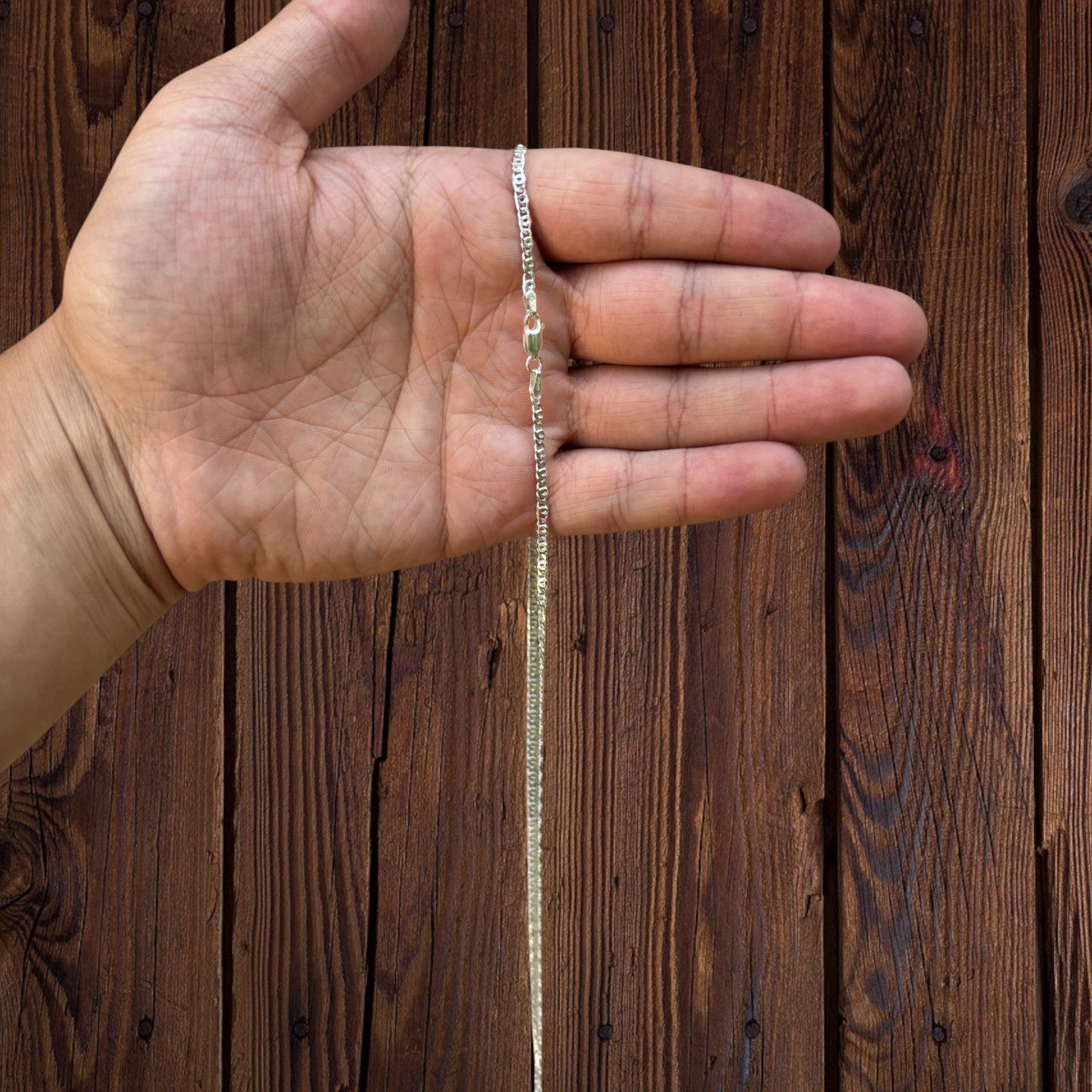 925 Sterling Silver 2.5mm Tiger Eye Chain Necklace