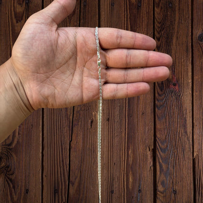 925 Sterling Silver 2.5mm Tiger Eye Chain Necklace