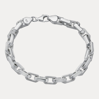 925 Sterling Silver 7mm Fancy Hermes Rolo Link Bracelet