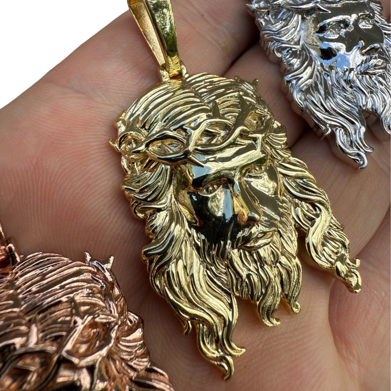 925 Sterling Silver Classic Jesus Piece Pendant - Medium