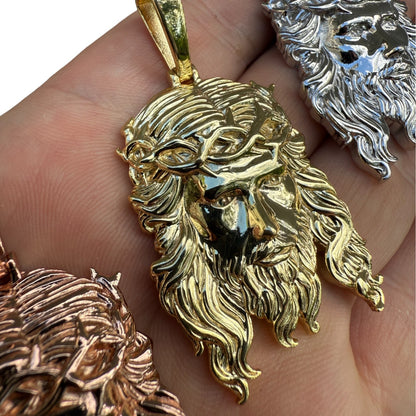 925 Sterling Silver Classic Jesus Piece Pendant - Medium