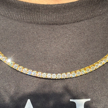 925 Sterling Silver 4mm Tennis Chain Necklace - CZ Or Moissanite