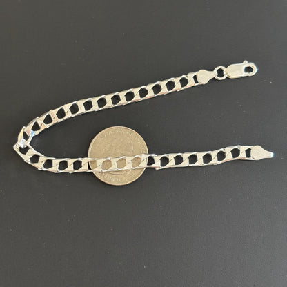 925 Sterling Silver 6mm Square Curb Bracelet
