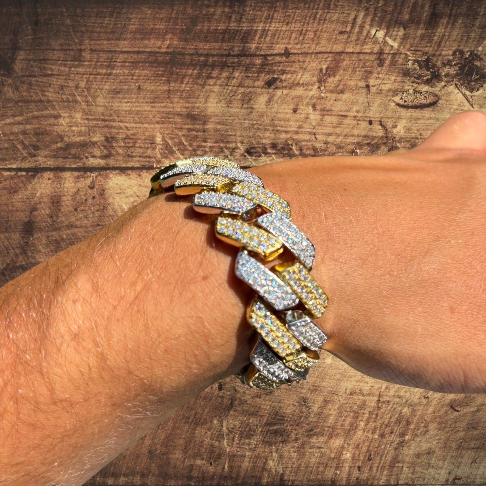 925 Sterling Silver 20mm Moissanite Cuban Prong Bracelet