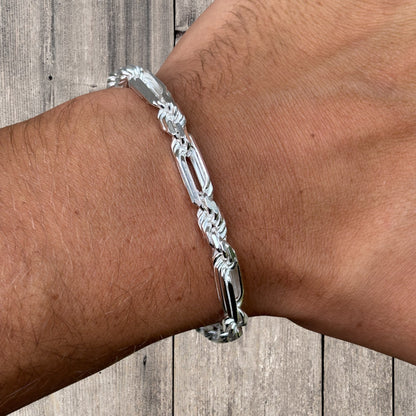 925 Sterling Silver 6mm Figarope Milano Bracelet