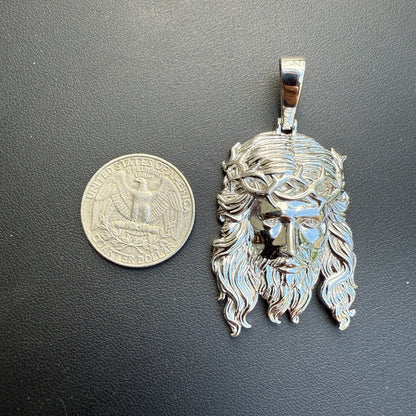 925 Sterling Silver Classic Jesus Piece Pendant - Medium