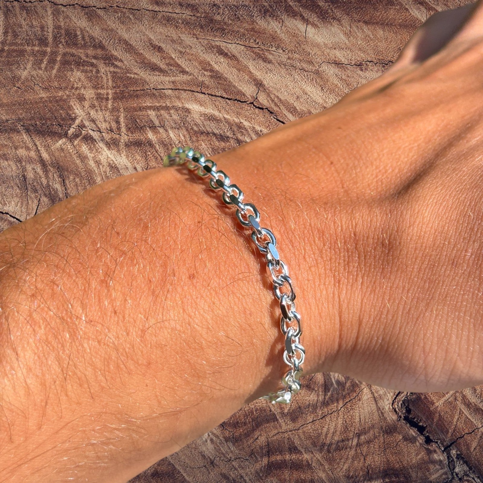 925 Sterling Silver 4mm Anchor Cable Bracelet