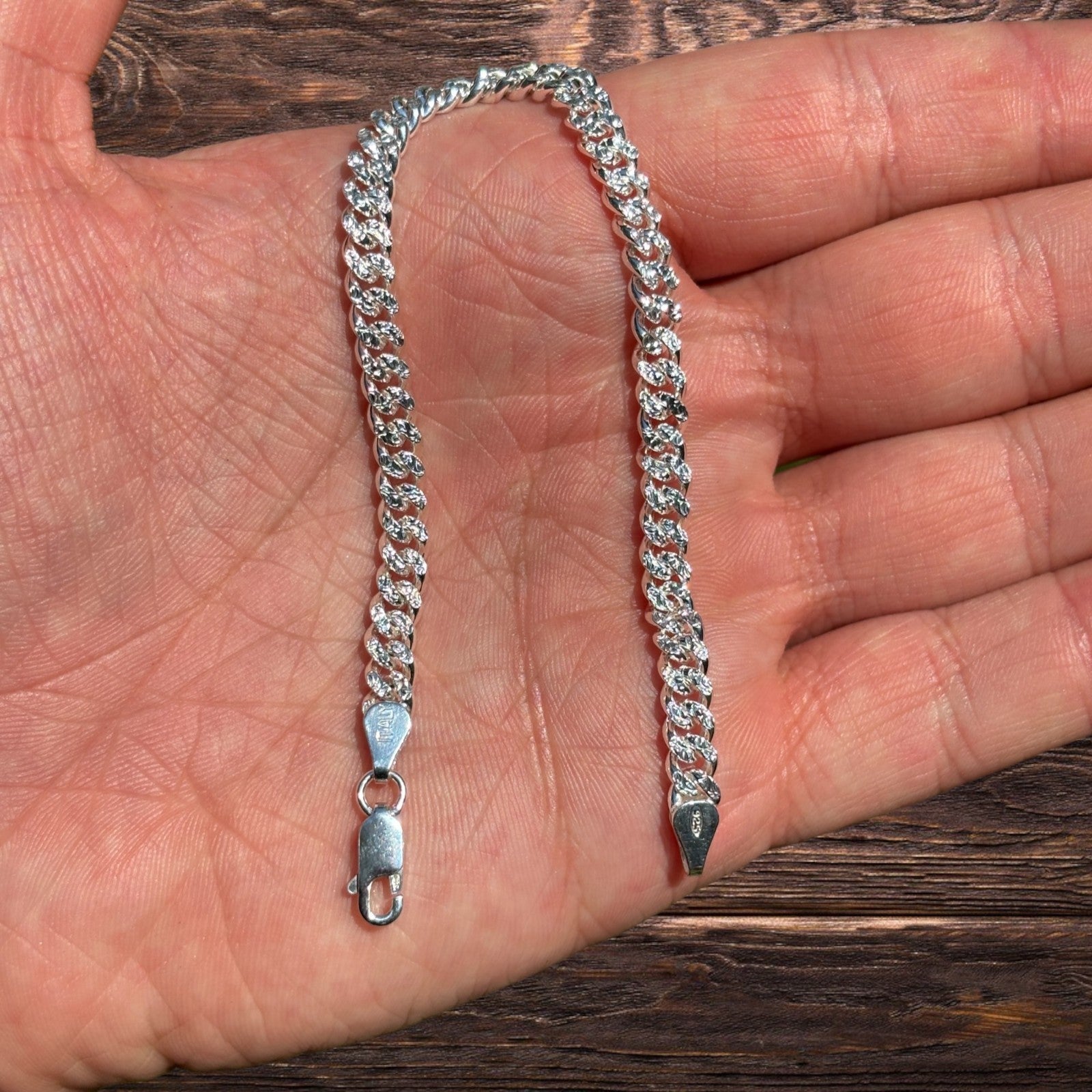 925 Sterling Silver 5mm Diamond Cut Miami Cuban Bracelet
