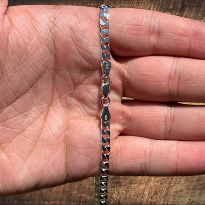 925 Sterling Silver 4mm Square Curb Chain Necklace