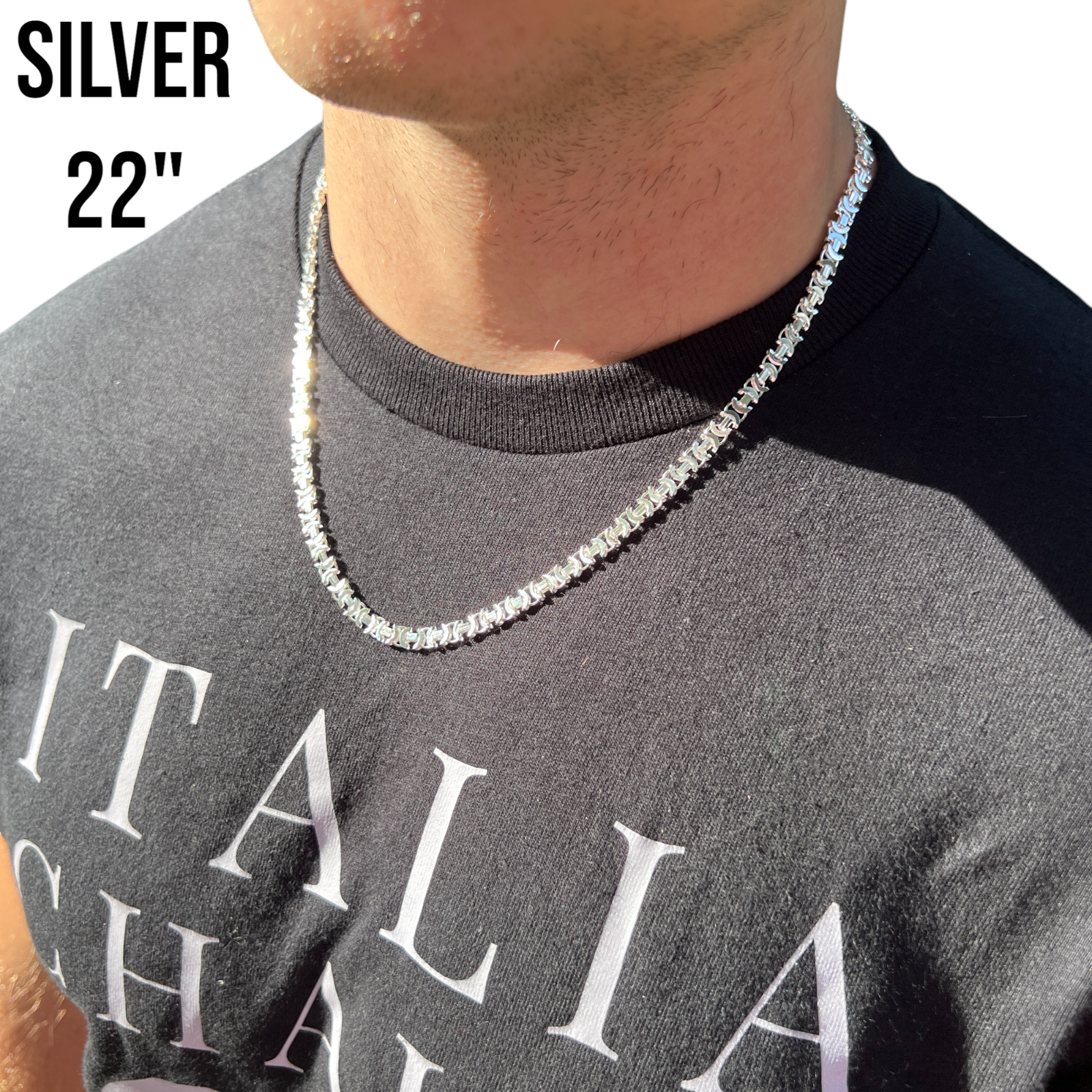 925 Sterling Silver 5mm Flat Byzantine Chain Necklace