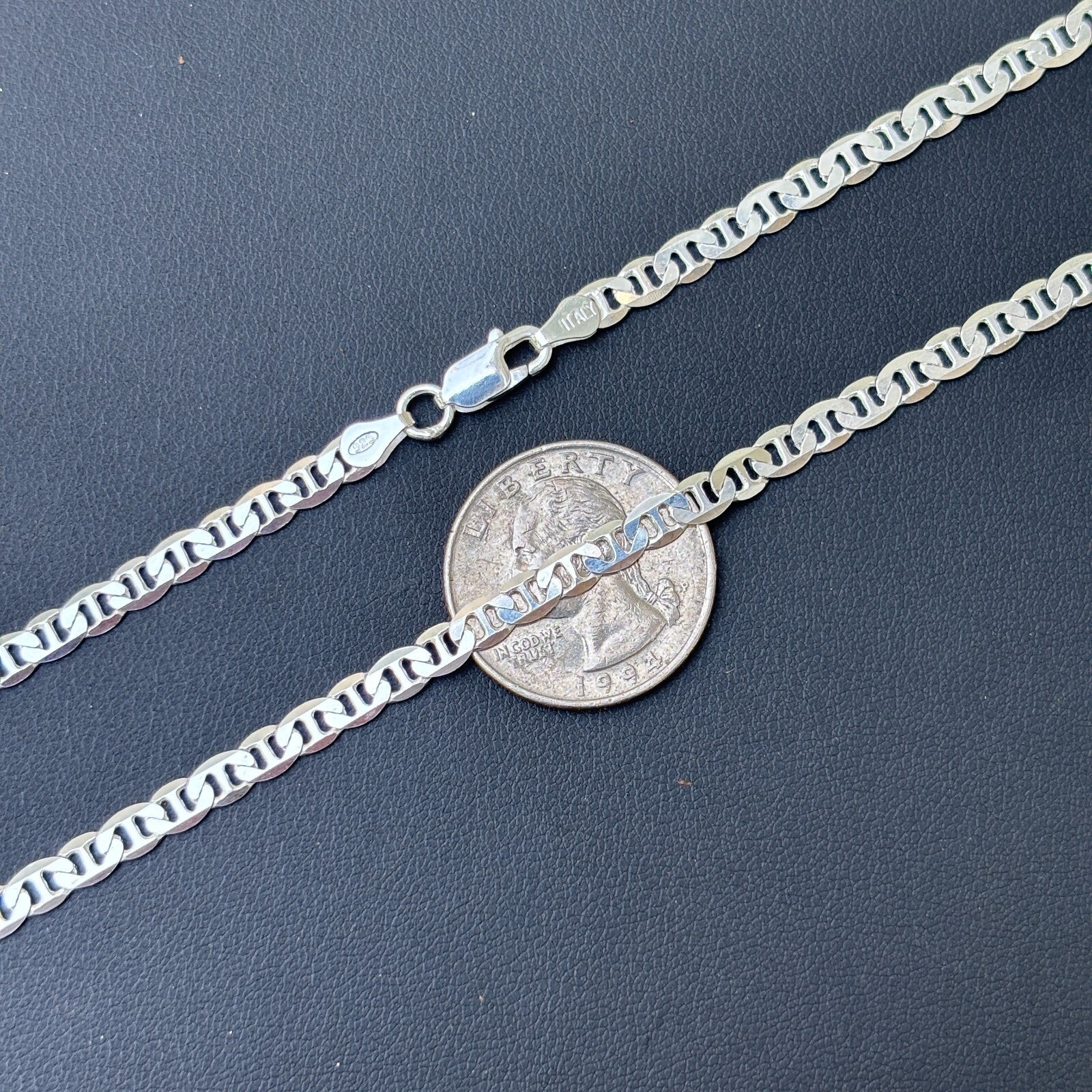 925 Sterling Silver 4mm Mariner Chain Necklace