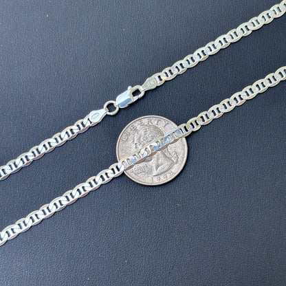 925 Sterling Silver 4mm Mariner Chain Necklace