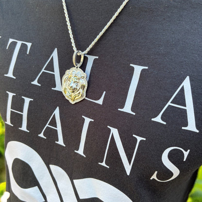 925 Sterling Silver Lion Head Pendant With Moissanite - Medium