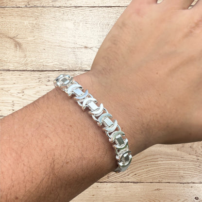 925 Sterling Silver 10mm Flat Byzantine Bracelet