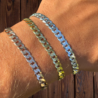 925 Sterling Silver 6mm Flat Curb Bracelet