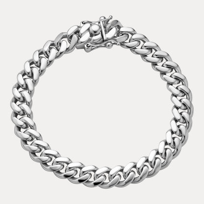 925 Sterling Silver 8mm Miami Cuban W. Box Clasp Bracelet