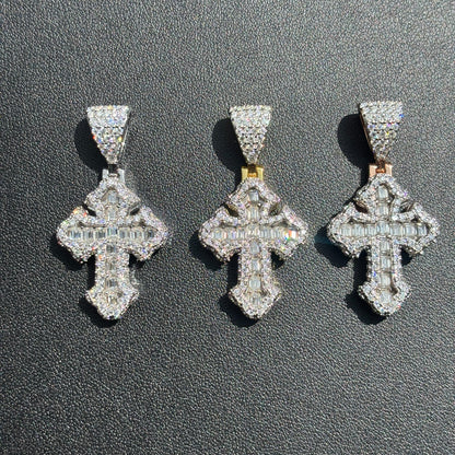 925 Sterling Silver Gothic Cross With Moissanite - Small