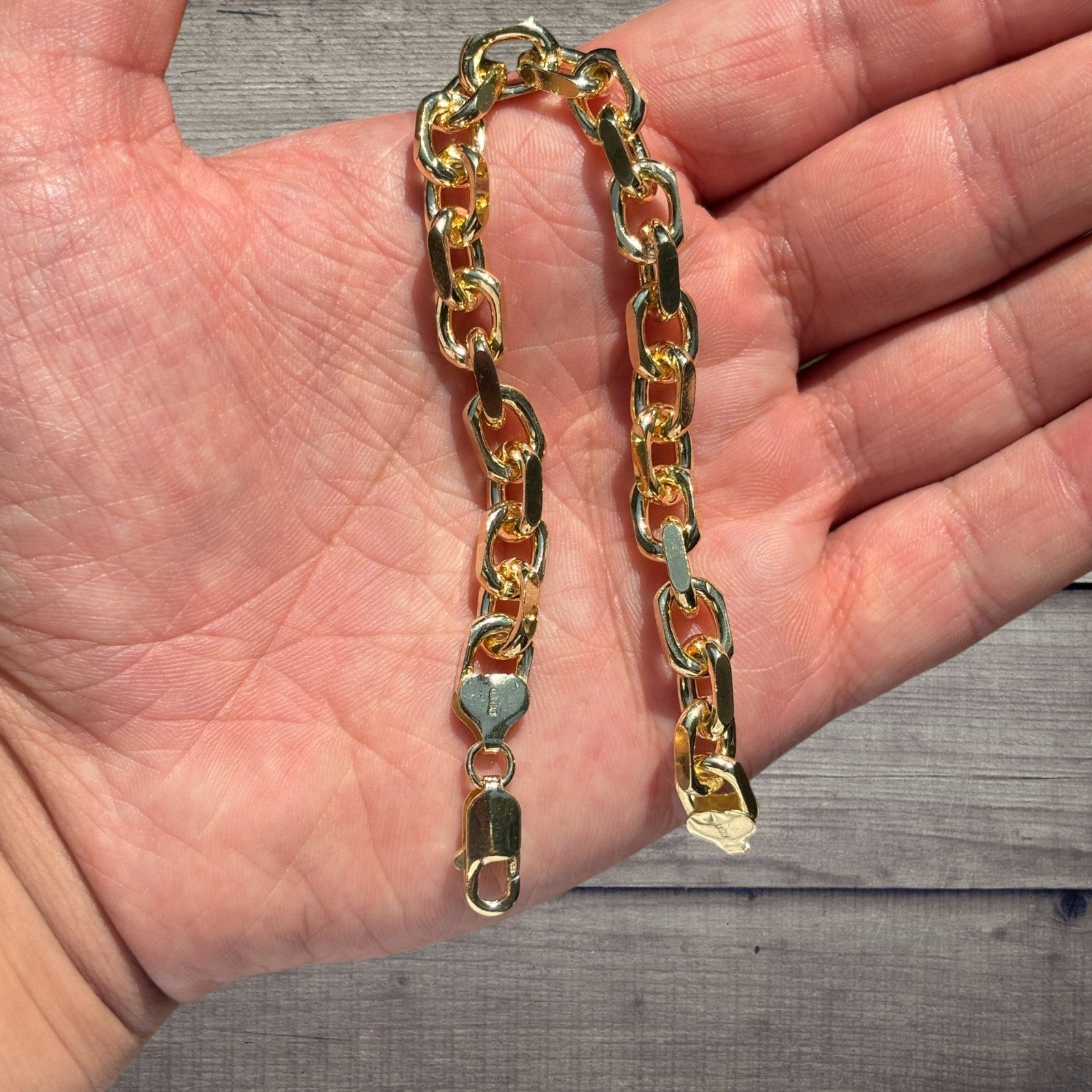 925 Sterling Silver 8mm Anchor Cable Bracelet