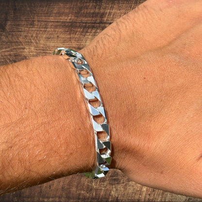925 Sterling Silver 8mm Square Curb Bracelet