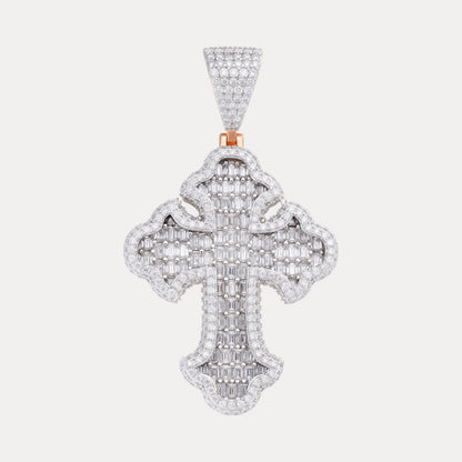 925 Sterling Silver Gothic Cross With Moissanite - Medium
