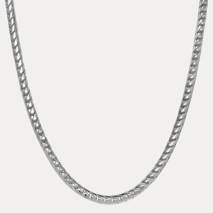 925 Sterling Silver 7mm Rounded Franco Chain W. Box Clasp Necklace