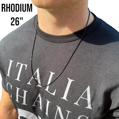 925 Sterling Silver 2.5mm Bead Chain Necklace