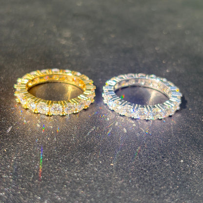 925 Sterling Silver 4mm Moissanite Wedding Band Eternity Ring