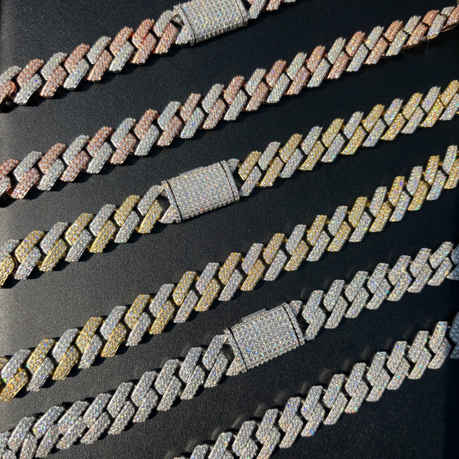 925 Sterling Silver 16mm Moissanite Miami Cuban Prong Chain Necklace