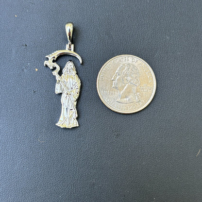 925 Sterling Silver Santa Muerte Grim Reaper Pendant